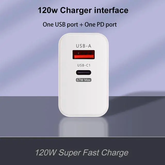 Alt view image 4 of 7 - 120W GaN Fast Charger PD USB-C Wall Charger Adapter For iPhone Samsung Universal