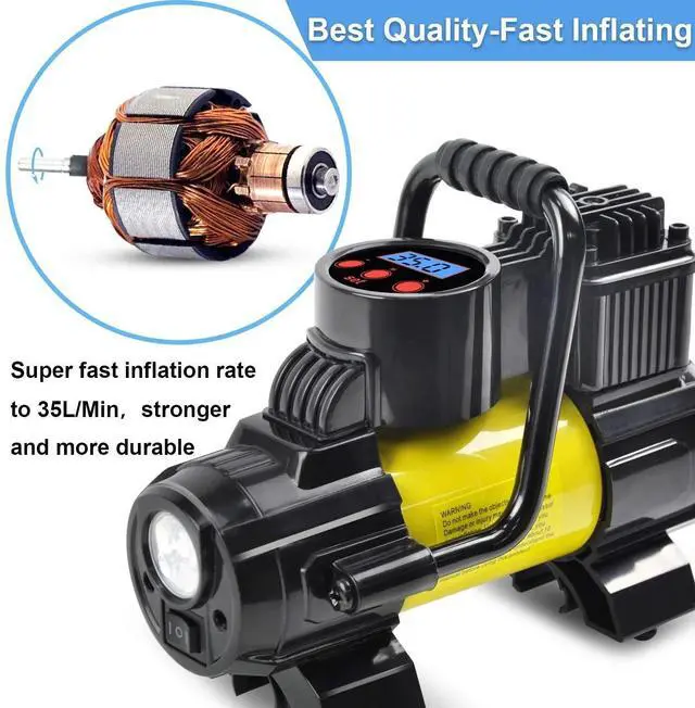 Alt view image 2 of 6 - Heavy Duty 12V Portable 150PSI Car Tyre Auto Tire Inflator Pump Air Compressor
