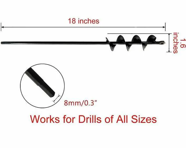 Alt view image 2 of 7 - 18'' Planting Auger Spiral Hole Drill Bit High Hardness For Garden Earth Bulb