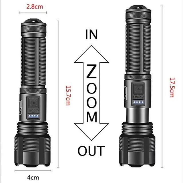 Alt view image 2 of 7 - Rechargeable 990000LM LED Flashlight Tactical Police Super Bright Torch Zoomable