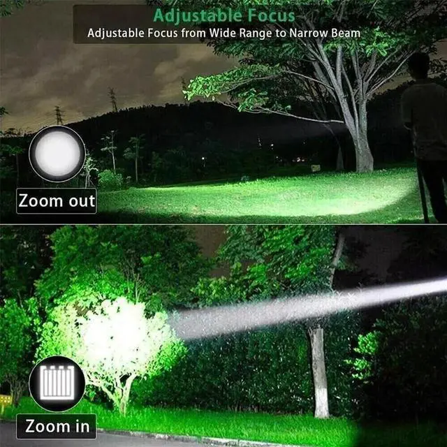 Alt view image 6 of 7 - Rechargeable 990000LM LED Flashlight Tactical Police Super Bright Torch Zoomable