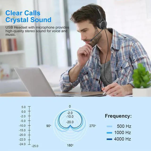 Alt view image 6 of 6 - USB Headset Built-in Noise Cancelling Microphones Stereo Wired Mic for PC Laptop