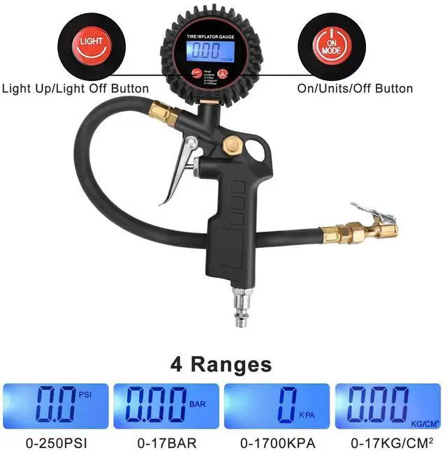 Alt view image 2 of 7 - LED Display Digital Tire Inflator Deflator Pressure Gauge for Truck/RV/Car/Bike
