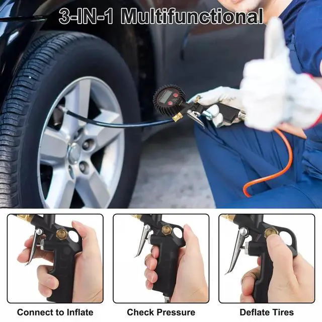 Alt view image 3 of 7 - LED Display Digital Tire Inflator Deflator Pressure Gauge for Truck/RV/Car/Bike