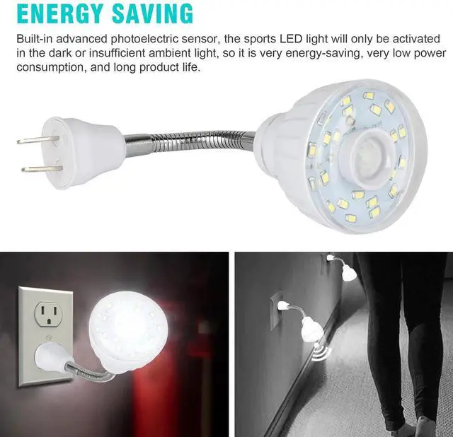 Alt view image 4 of 7 - LED Motion-Activated Sensor Night Light AC Outlet Plug-In Wall Stair Lamp Indoor