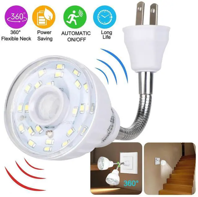 Main image of LED Motion-Activated Sensor Night Light AC Outlet Plug-In Wall Stair Lamp Indoor