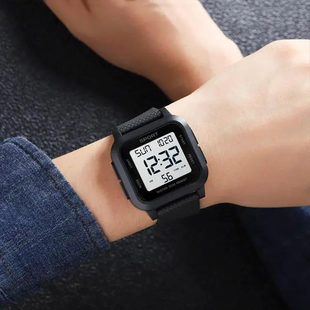 Alt view image 2 of 6 - Chronograph Men's Digital Sport Watch LED Large Army Military Quartz Waterproof