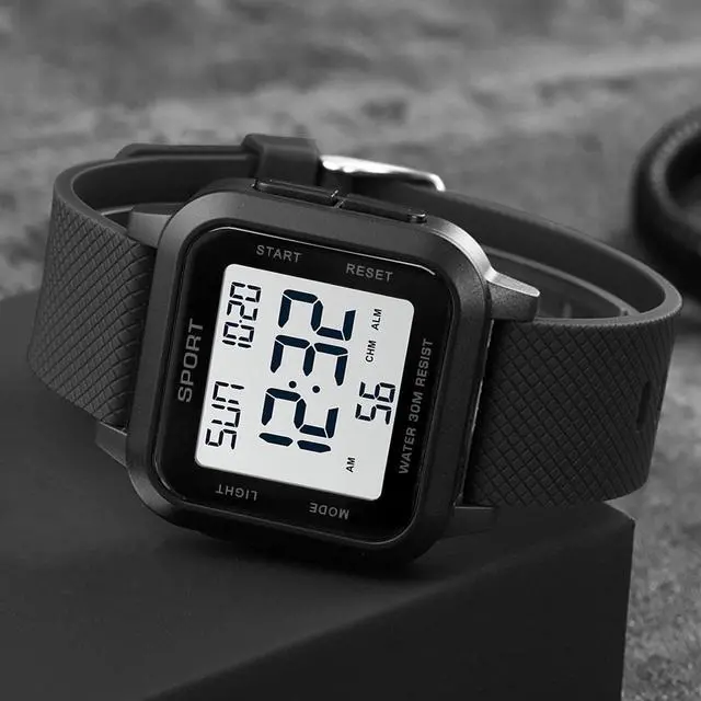 Alt view image 3 of 6 - Chronograph Men's Digital Sport Watch LED Large Army Military Quartz Waterproof