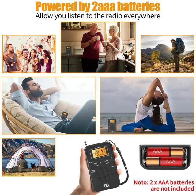 Alt view image 4 of 6 - Portable Pocket Emergency Digital AM FM Radio w/Speaker 3.5mm Jack Alarm Clock