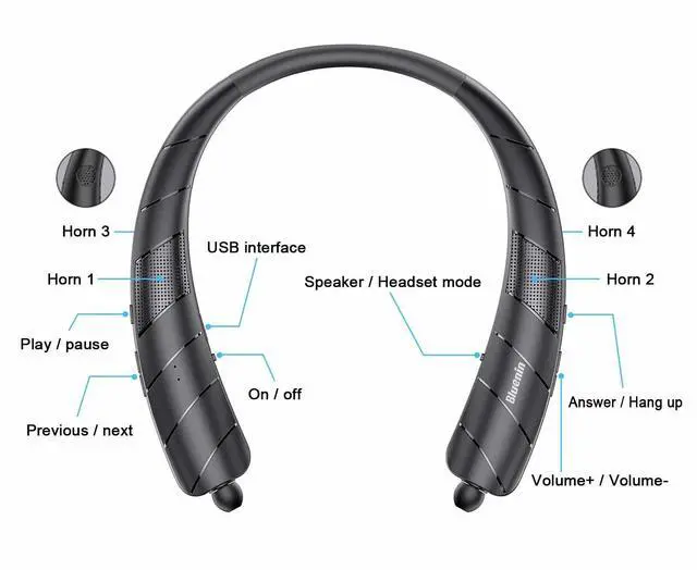 Alt view image 2 of 7 - Bluetooth 5.0 Neckband Headset Wireless Earbuds Earphone Speaker Headphone w/Mic