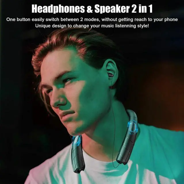 Alt view image 7 of 7 - Bluetooth 5.0 Neckband Headset Wireless Earbuds Earphone Speaker Headphone w/Mic