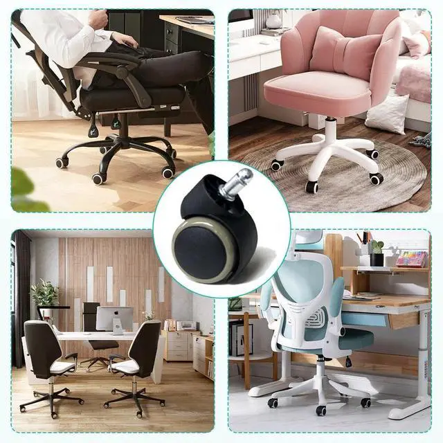 Alt view image 4 of 6 - 5PCS Office Chair Caster Pu Swivel Wheels Replacement Heavy Duty 2 Inch US