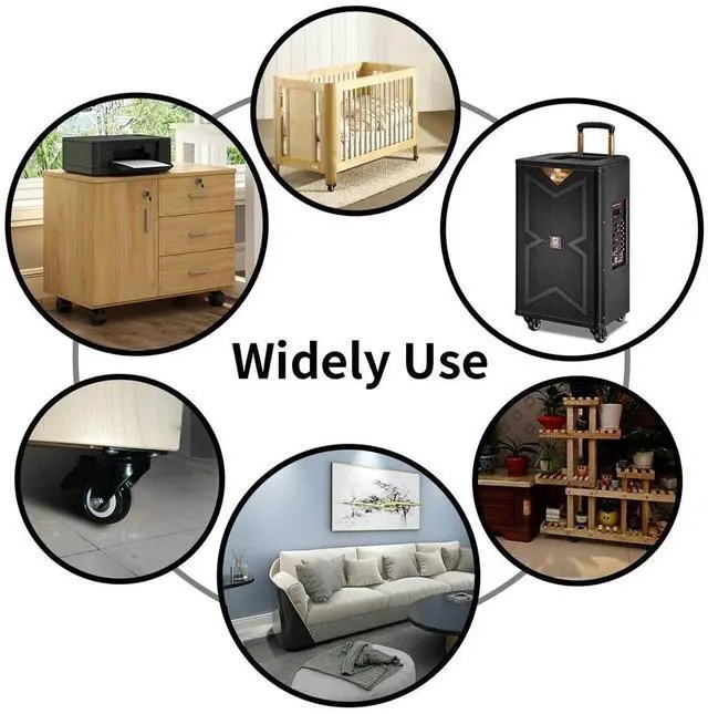 Alt view image 5 of 6 - Set of 4 Heavy Duty Swivel Casters with Lock Brakes 2inches Polyurethane Wheels