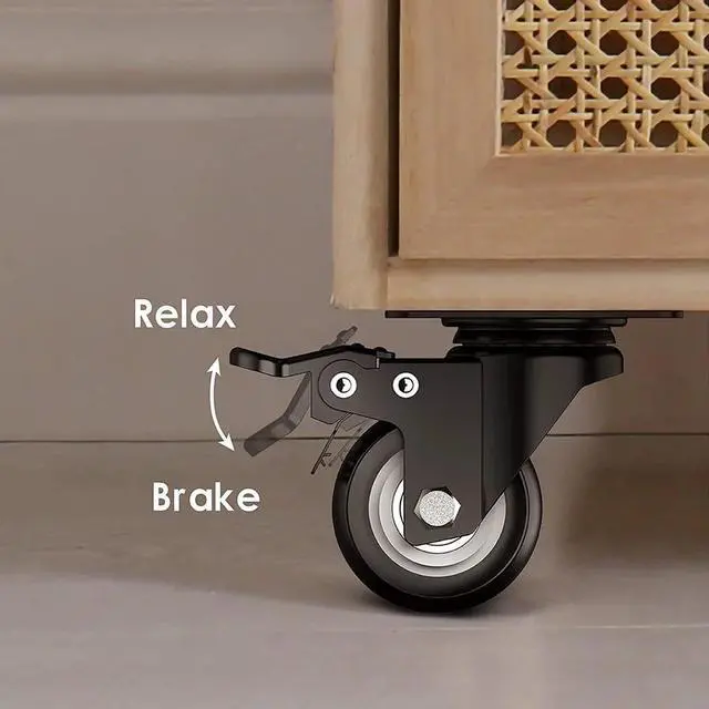 Alt view image 2 of 6 - 2" Caster Wheels Set of 4 Heavy Duty No Noise Swivel Plate Wheels With Brake