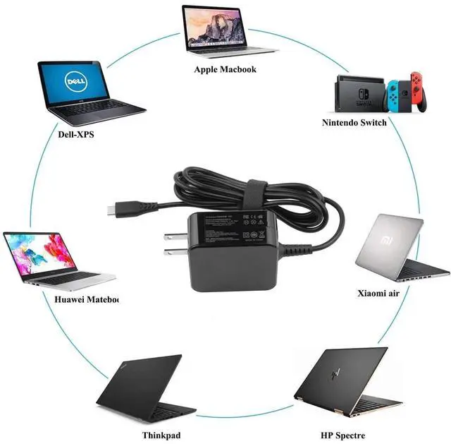 Alt view image 2 of 7 - For Asus Laptop Charger AC Adapter Power Supply Cable ADP-45EW B TypeC USB-C 45W