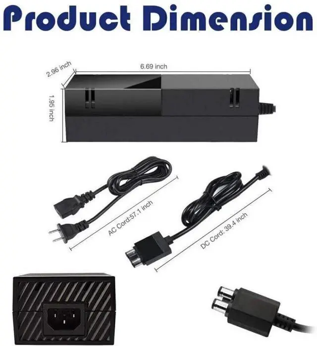 Alt view image 4 of 7 - For Microsoft Xbox One Console AC Adapter Brick Charger Power Supply Cord Black