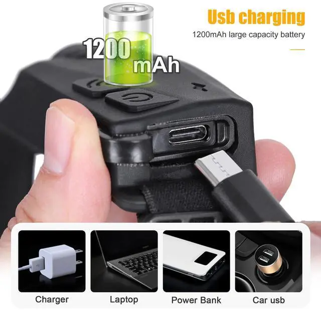 Alt view image 6 of 7 - 2X Waterproof COB Headlamp Night Buddy LED Sensor 230° Head Torch Headlight Lamp