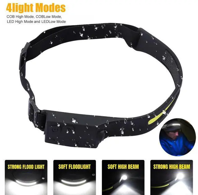 Alt view image 5 of 7 - 2X Waterproof COB Headlamp Night Buddy LED Sensor 230° Head Torch Headlight Lamp