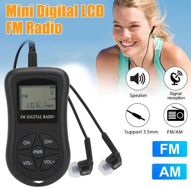 Main image of Pocket Mini Digital FM Radio LCD Screen Stereo Walking Receiver w/3.5mm Earphone