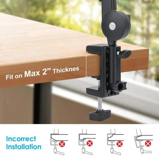 Alt view image 2 of 6 - Microphone Boom Arm 360° Rotatable Adjustable Mic Stand w/ 3/8''to 5/8'' Adapter