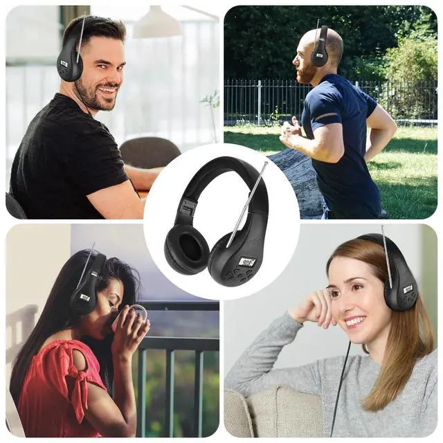 Alt view image 7 of 7 - Wireless FM Radio Headphone Foldable Over-Ear Stereo Headset Recevier Portable