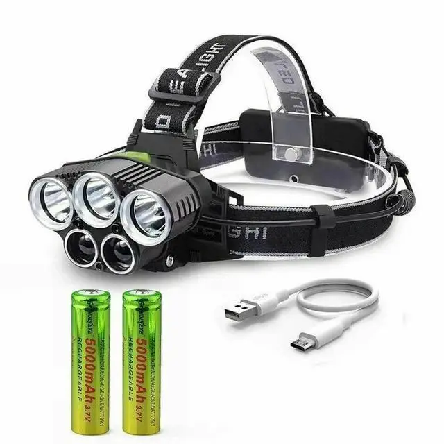 Main image of Super Bright 5 LED Zoom Headlamp USB Rechargeable Headlight Head Torch