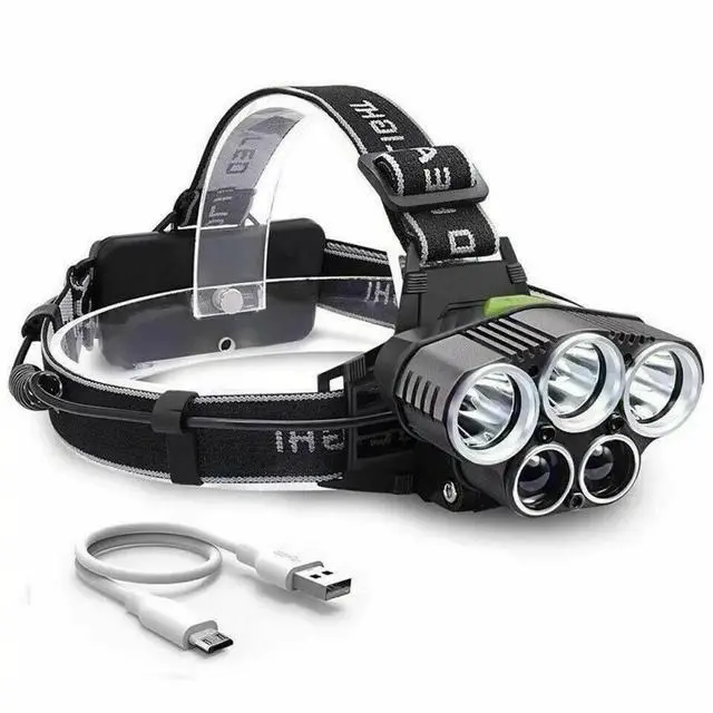 Alt view image 2 of 7 - Super Bright 5 LED Zoom Headlamp USB Rechargeable Headlight Head Torch