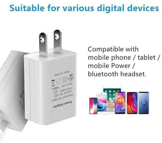 Alt view image 7 of 7 - 2 Pack Universal 5V 1A US Plug USB AC Wall Charger Power Adapter For Smart Phone