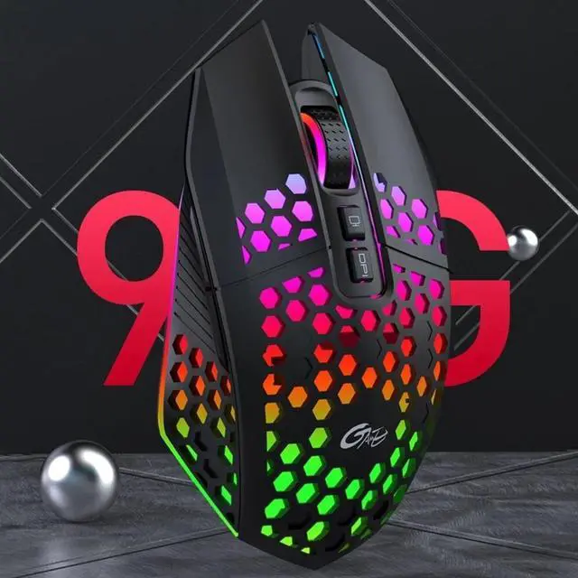 Alt view image 6 of 7 - 7 Buttons RGB LED Backlit USB Wireless Gaming Mouse Optical Honeycomb Mice PC