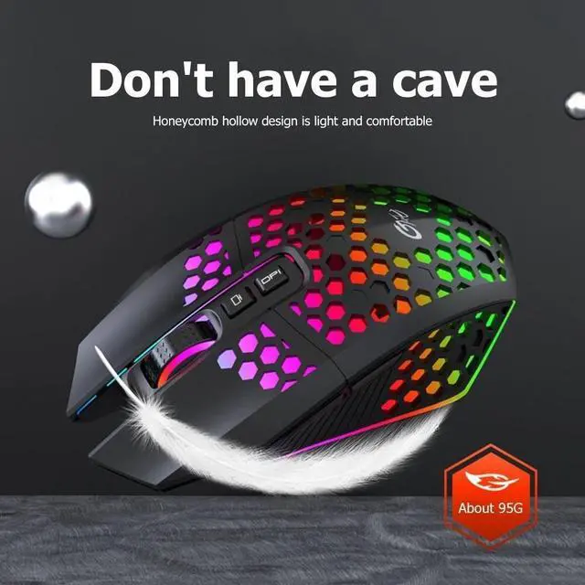 Alt view image 4 of 7 - 7 Buttons RGB LED Backlit USB Wireless Gaming Mouse Optical Honeycomb Mice PC