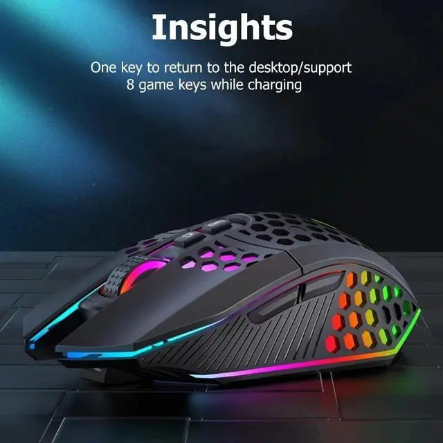 Alt view image 7 of 7 - 7 Buttons RGB LED Backlit USB Wireless Gaming Mouse Optical Honeycomb Mice PC