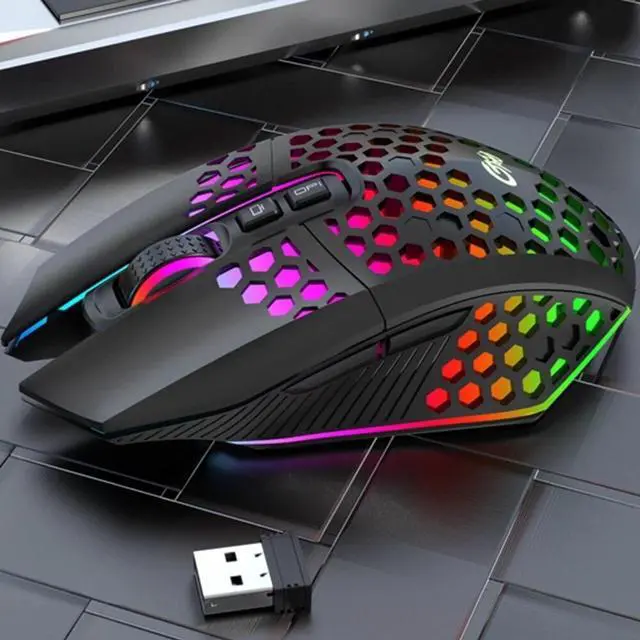 Main image of 7 Buttons RGB LED Backlit USB Wireless Gaming Mouse Optical Honeycomb Mice PC