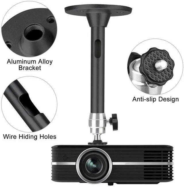 Alt view image 4 of 7 - Universal 7" LCD DLP Mini Projector Ceiling Wall Mount Bracket Aluminium Holder Black