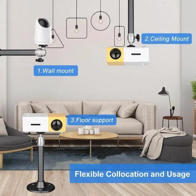 Alt view image 2 of 7 - Universal 7" LCD DLP Mini Projector Ceiling Wall Mount Bracket Aluminium Holder Black