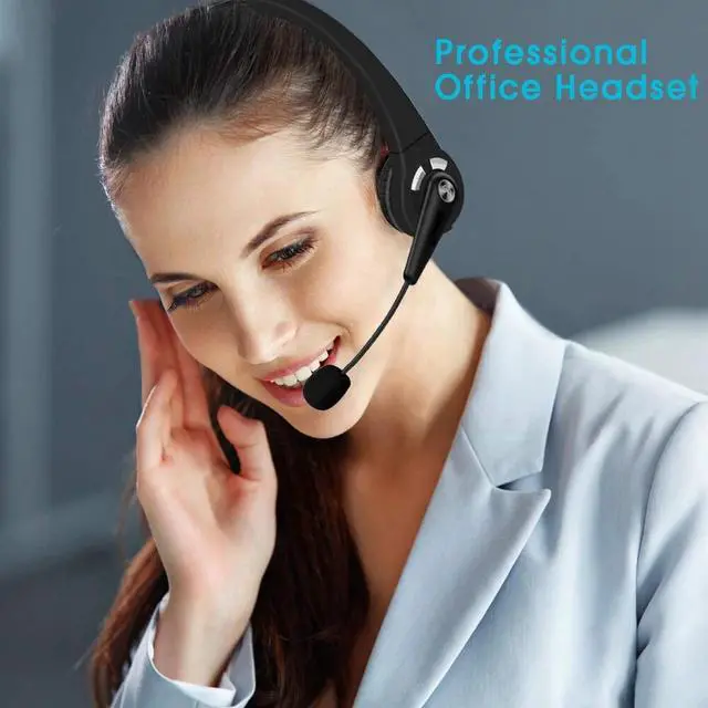 Alt view image 4 of 7 - Wireless Bluetooth Headset Noise Cancelling Over the Head Boom w/Mic For Trucker