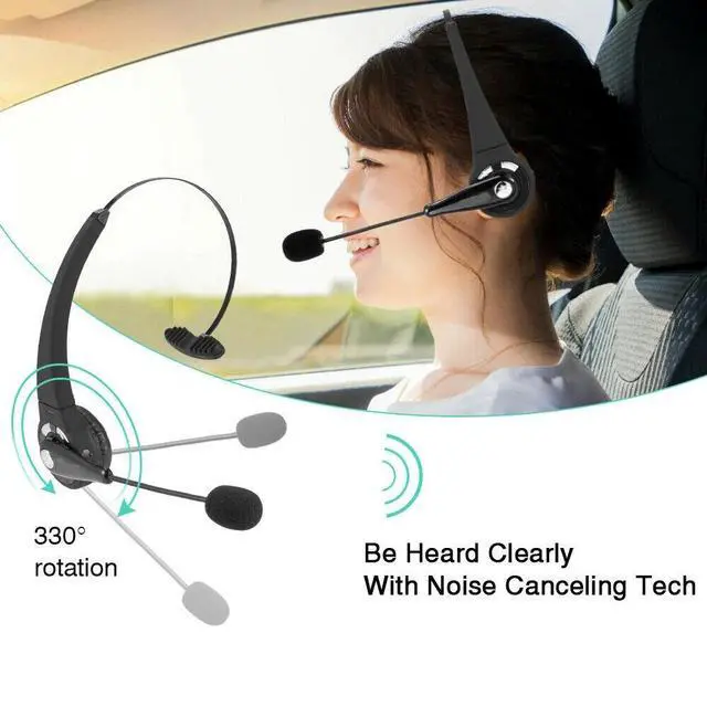 Alt view image 7 of 7 - Wireless Bluetooth Headset Noise Cancelling Over the Head Boom w/Mic For Trucker