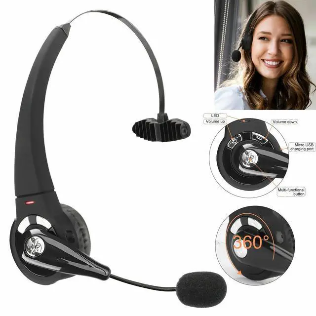 Main image of Wireless Bluetooth Headset Noise Cancelling Over the Head Boom w/Mic For Trucker