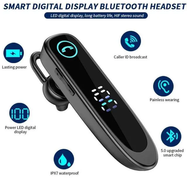 Alt view image 4 of 7 - Bluetooth 5.0 Earpiece Noise Cancelling Headphone Driving Trucker In Ear Headset black white