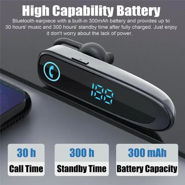 Alt view image 5 of 7 - Bluetooth 5.0 Earpiece Noise Cancelling Headphone Driving Trucker In Ear Headset black white