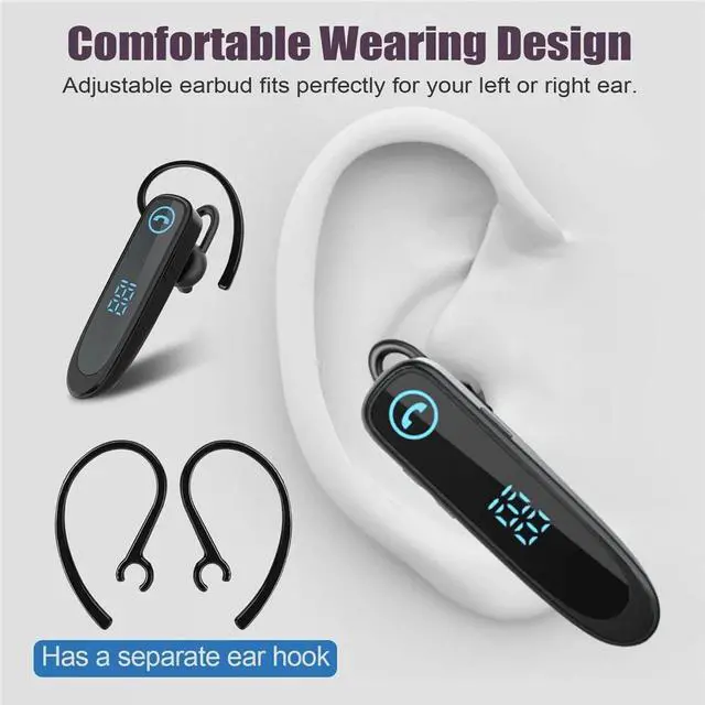 Alt view image 7 of 7 - Bluetooth 5.0 Earpiece Noise Cancelling Headphone Driving Trucker In Ear Headset black white