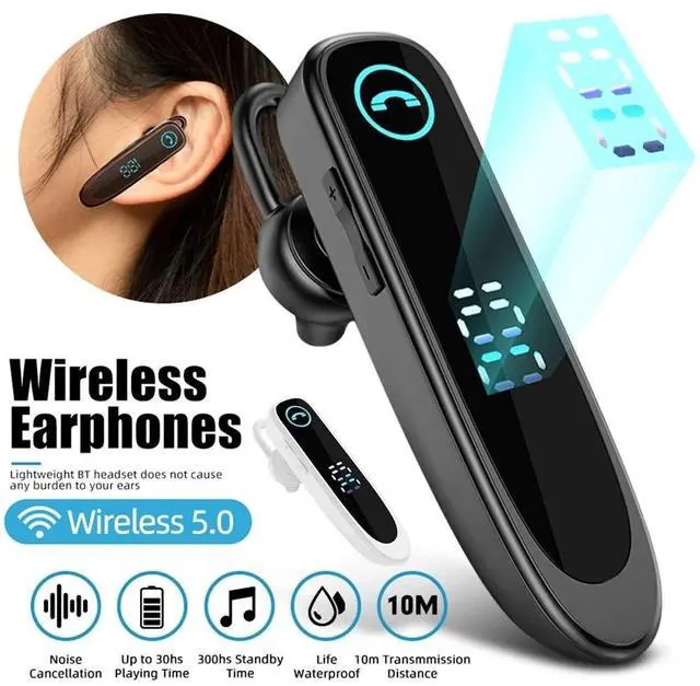 Alt view image 6 of 7 - Bluetooth 5.0 Earpiece Noise Cancelling Headphone Driving Trucker In Ear Headset black white