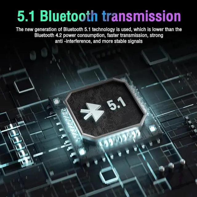 Alt view image 2 of 7 - Wireless Bluetooth 5.1 Headphones Over Ear LED Headset Stereo Noise Cancelling