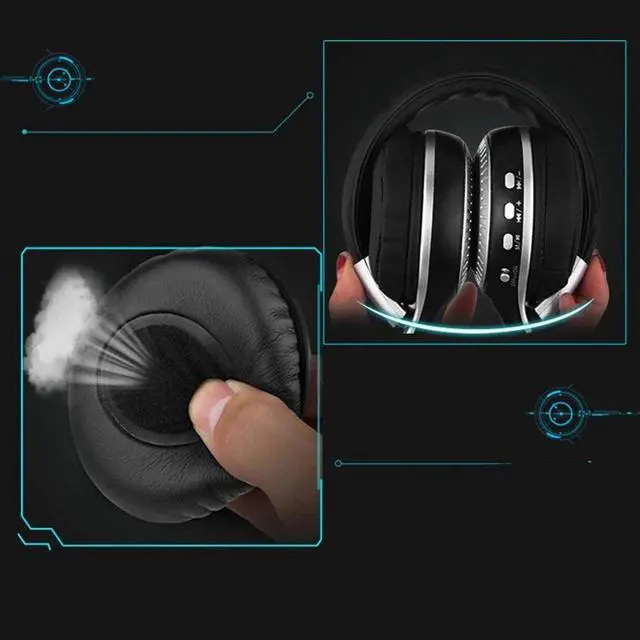 Alt view image 3 of 7 - Universal Bluetooth Headset Wireless Hi-Fi Stereo Foldable Headphones Earphones