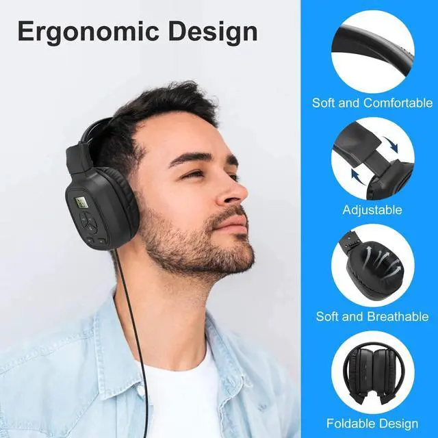 Alt view image 3 of 7 - Portable FM Radio Headphones Wireless Reception Stereo Foldable Over-Ear Headset