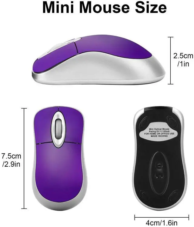 Alt view image 6 of 7 - USB C Optical Mouse Mini Wired Mice w/ Retractable Cable for PC Computer Laptop