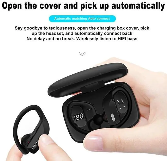 Alt view image 4 of 7 - Ear Hook Bluetooth Headset 5.0 TWS Wireless Earphones Earbuds Headphones Stereo