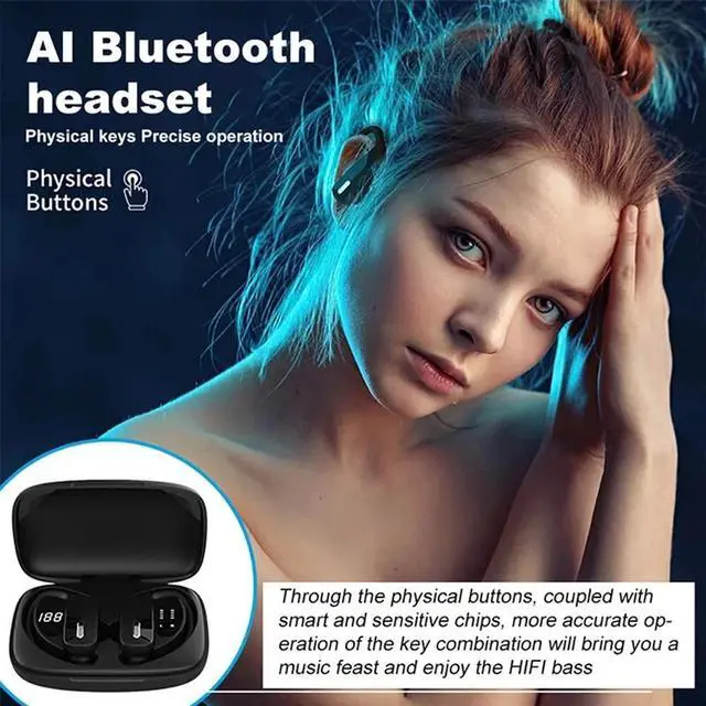 Alt view image 7 of 7 - Ear Hook Bluetooth Headset 5.0 TWS Wireless Earphones Earbuds Headphones Stereo