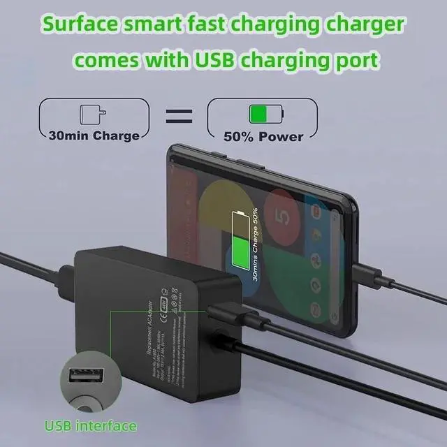 Alt view image 3 of 7 - 65W Power Supply Laptop AC Adapter Charger For Microsoft Surface Pro3 4 5 6 7+ 8 44w