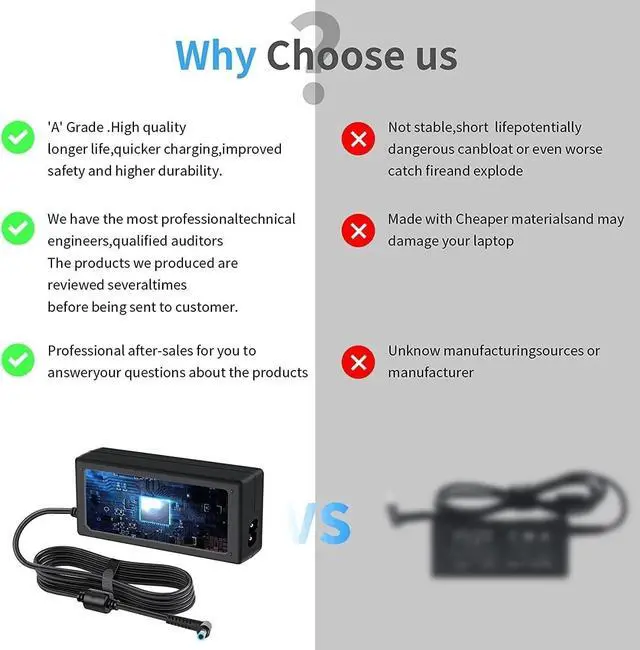 Alt view image 6 of 7 - For HP Model 14 Laptop Charger 14-dk 14-dq 14-dy 14-df Power Supply Cord 45W