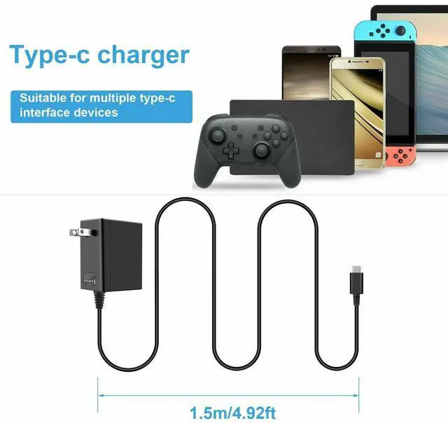 Alt view image 5 of 7 - Switch Fast Charger For Nintendo Switch/Lite Ac Adapter Power Supply Type-C Cord
